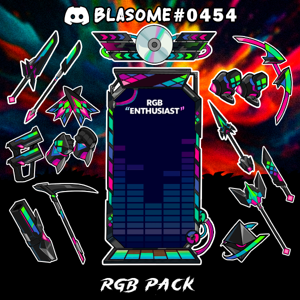 Brawlhalla - Full RGB Pack (13 weapons, 1 title, 1 ui theme, 1 loading frame)